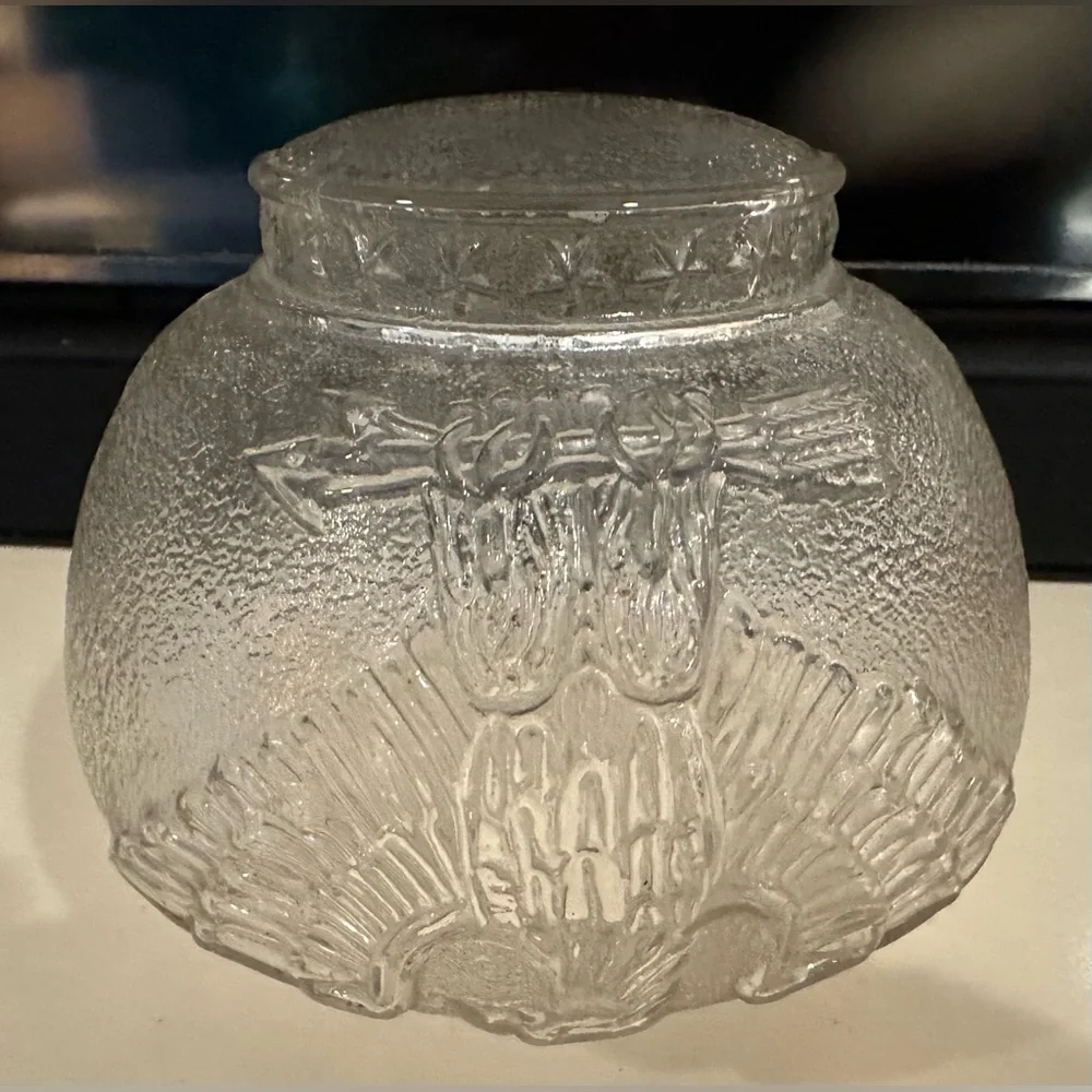 Vintage American Eagle Stars Clear Glass Textured Lamp Light Shade Fitter RARE